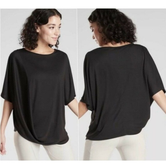 Athleta Black Oversized Asymmetric Dolman Tee Shirt Womens Small - Picture 1 of 6